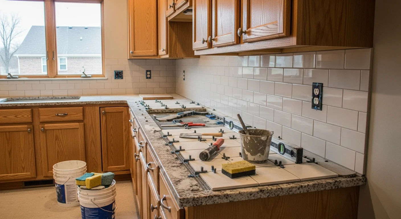 Modern kitchen with custom cabinets and countertops