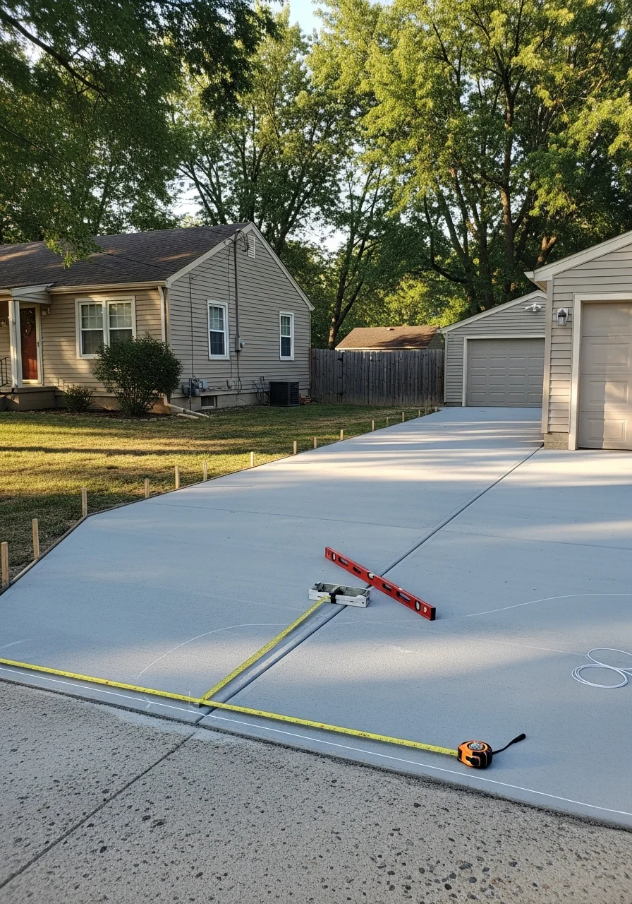 Crew member standing in a Jefferson County yard with both residential and semi-rural property features visible.