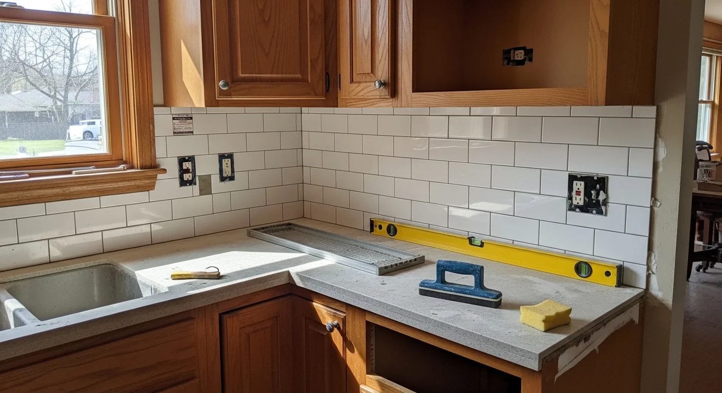 A remodeled kitchen in a Ballwin, MO single-family home featuring new cabinetry, updated countertops, and recessed lighting. The open layout replaces a dated original design common in West St. Louis County homes built between the 1970s and 1990s.